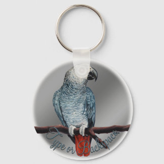 Llavero Keychain de loro Personalizado Gris Africano