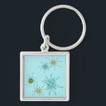 Llavero Keychain de los estrenos atómicos del huevo azul d<br><div class="desc">Este patrón de Keychain de estilo Icónico Atómico de Huevo Azul de Robin presenta estallidos atómicos icónicos. ¡Así es! La vieja escuela, el fondo de color azul óvulo de robin con especkles de oro, es el telón de fondo perfecto para los vibrantes círculos turquesa, apasionante apio y kitschy color verde...</div>
