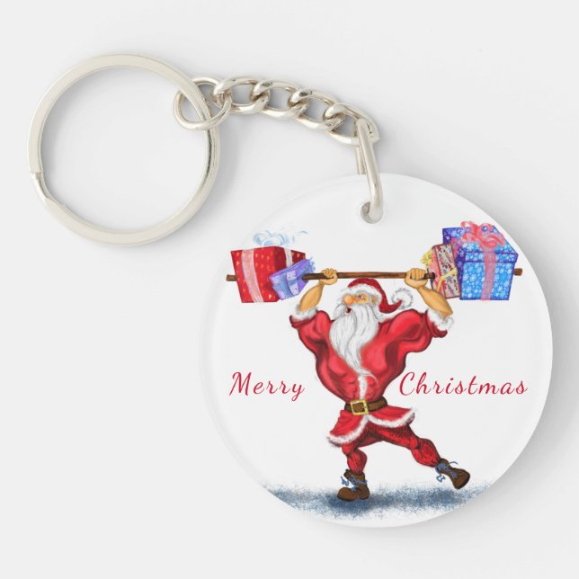 Llavero Keychain de los Navidades de Santa Bodybuilder (Frente)