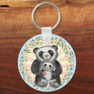 Llavero Keychain de Mamá Panda Bear Love personalizado