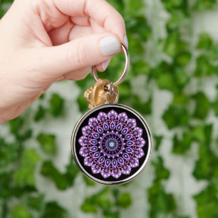 Llavero Keychain De Mandala Púrpura Y Azul