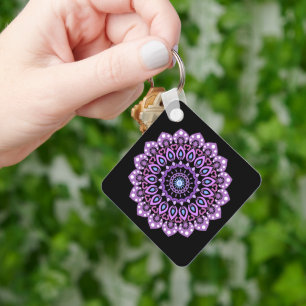 Llavero Keychain De Mandala Púrpura Y Azul