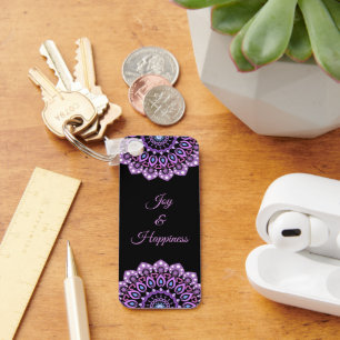 Llavero Keychain De Mandala Púrpura Y Azul