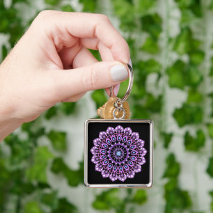 Llavero Keychain De Mandala Púrpura Y Azul