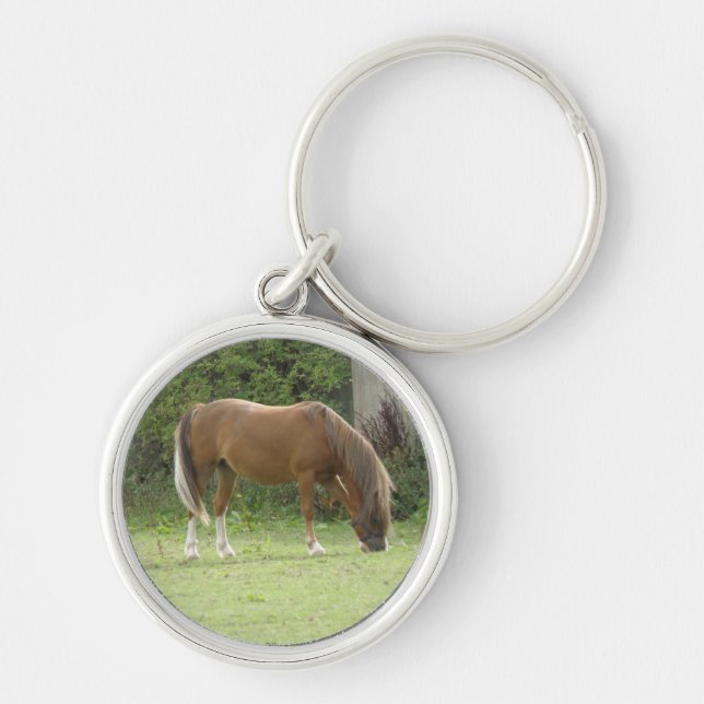 Llavero Keychain de manoseo de caballos marrones de castañ (Frente)