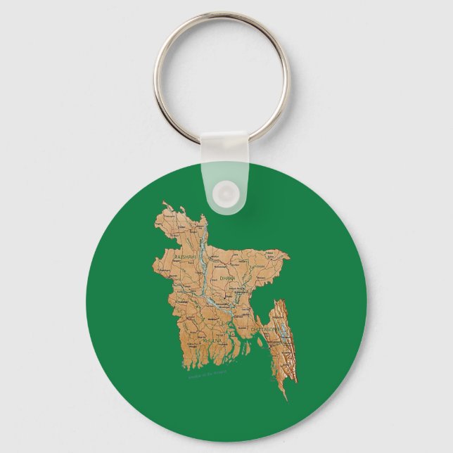 Llavero Keychain de Mapa de Bangladesh (Anverso)