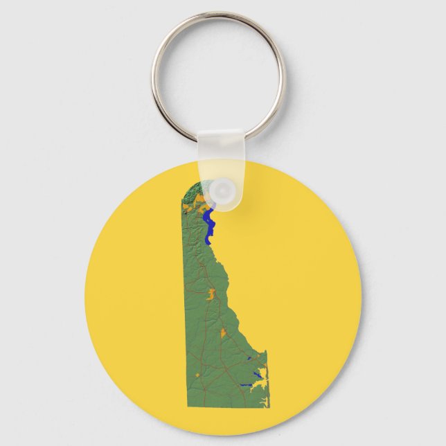 Llavero Keychain de mapa de Delaware (Anverso)