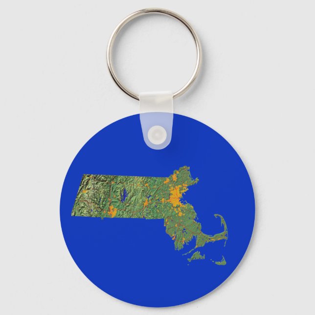 Llavero Keychain de Mapa de Massachusetts (Anverso)