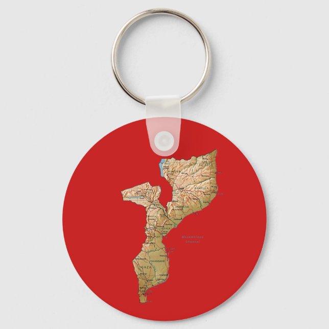 Llavero Keychain de mapa de Mozambique (Anverso)