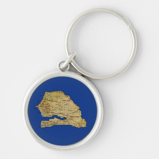 Llavero Keychain de mapa de Senegal (Frente)