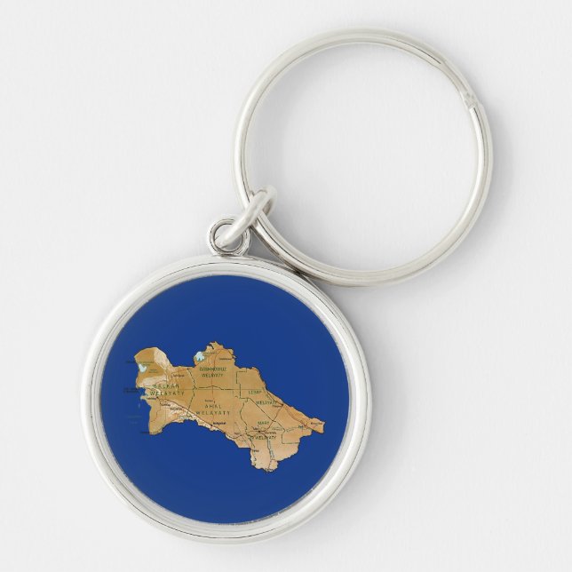 Llavero Keychain de Mapa de Turkmenistán (Frente)