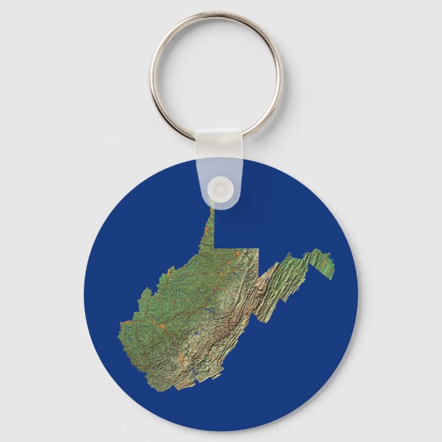 Llavero Keychain de Mapa de Virginia Occidental (Anverso)