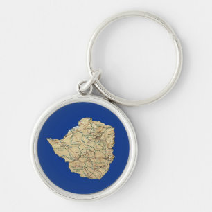Llavero Keychain de mapa de Zimbabue