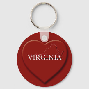 Llavero Keychain de mapa del corazón de Virginia