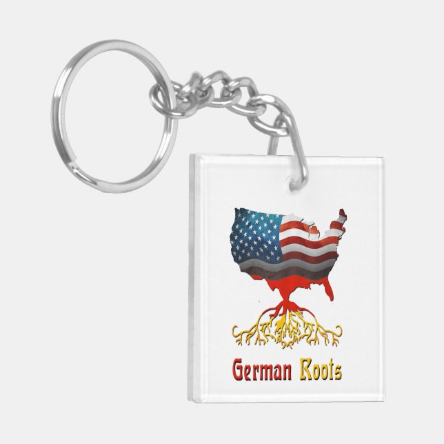 Llavero Keychain de mapas americanos de raíces alemanas (Frente Izquierda)