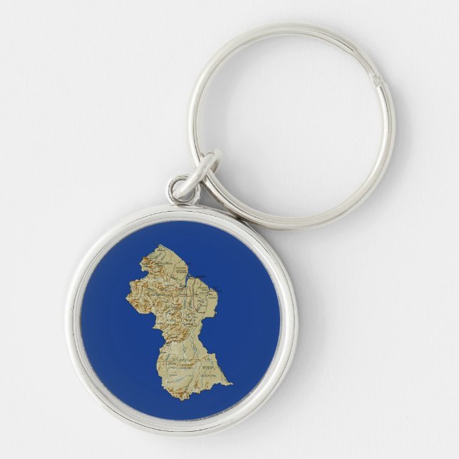 Llavero Keychain de mapas de Guyana (Frente)