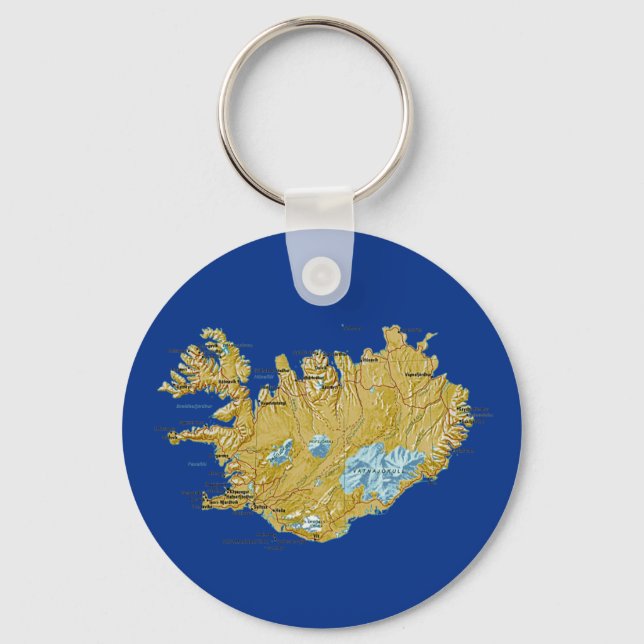 Llavero Keychain de mapas de Islandia (Anverso)
