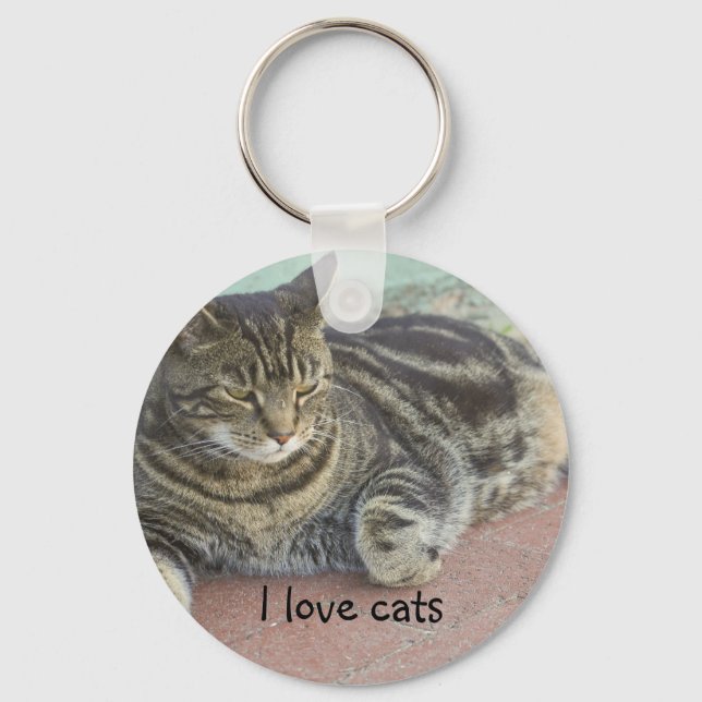 Llavero Keychain de "Me encantan los gatos" (Anverso)