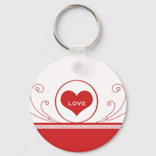 Llavero Keychain de Mod Heart Swirls, Rojo