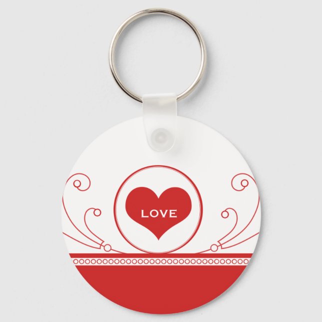 Llavero Keychain de Mod Heart Swirls, Rojo (Anverso)