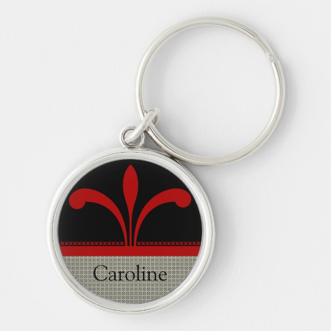 Llavero Keychain de Moda floral, rojo oscuro (Frente)