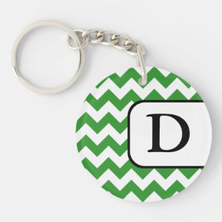 Llavero Keychain de monograma acrílico de chevron verde