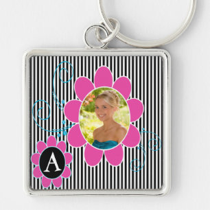 Llavero Keychain de monograma de fotografías en blanco, ne
