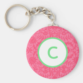Llavero Keychain de monograma floral rosa