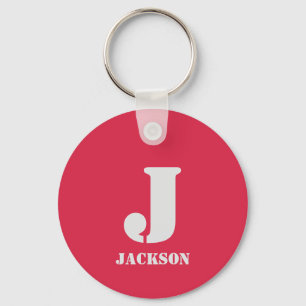 Llavero Keychain de monograma personal rojo