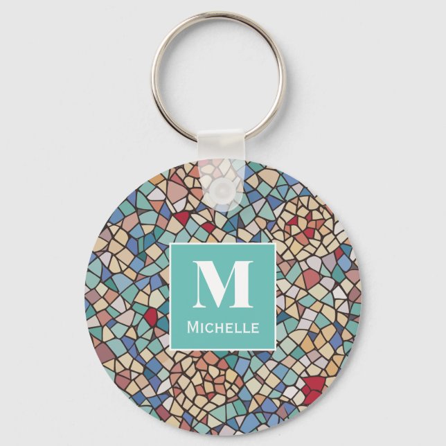 Llavero Keychain de mosaicos monográficos personalizados (Anverso)