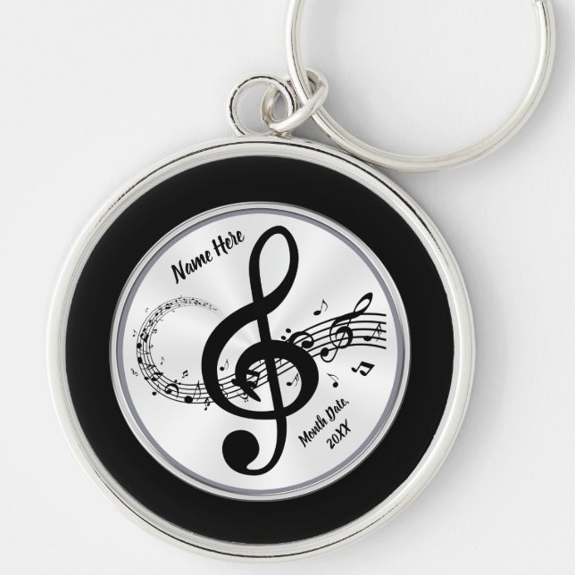 Llavero Keychain de música personalizada, Treble Clef (Frente)