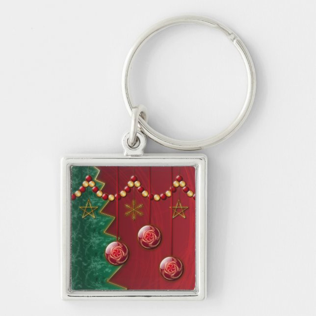 Llavero Keychain de Navidades de celebraciones fractales (Frente)