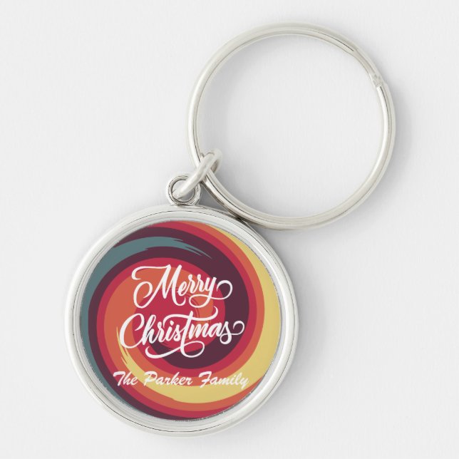 Llavero Keychain de Navidades de temas retro personalizado (Frente)