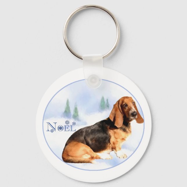 Llavero Keychain de Noel Basset Hound (Anverso)