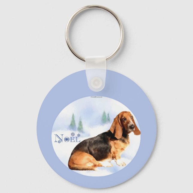 Llavero Keychain de Noel Basset Hound (Anverso)