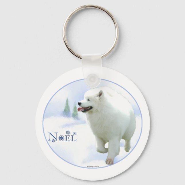 Llavero Keychain de noel de Samoyed (Anverso)