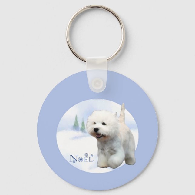 Llavero Keychain de Noel de White Terrier de West Highland (Anverso)