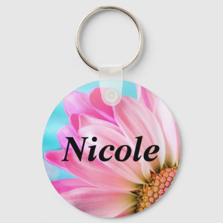 Llavero Keychain de nombre de flor rosa - Nicole