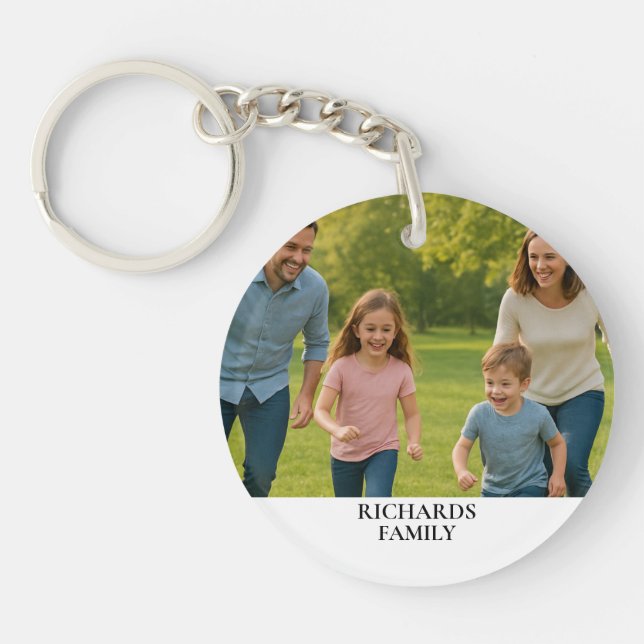Llavero Keychain de nombre de foto de familia de personali (Frente)