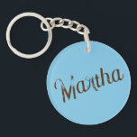 Llavero Keychain de nombres antiguos (Sky Blue & Copper)<br><div class="desc">Para los que les gusta una apariencia vintage y anticuada... Un simple fondo azul cielo con letras antiguas de color cobre... Personalizado con un nombre especial... Gran idea de regalo... favor de fiesta... sobre todo para las gales... para cumpleaños, celebraciones, fiestas y más... o añadir un encanto vintage a tu...</div>