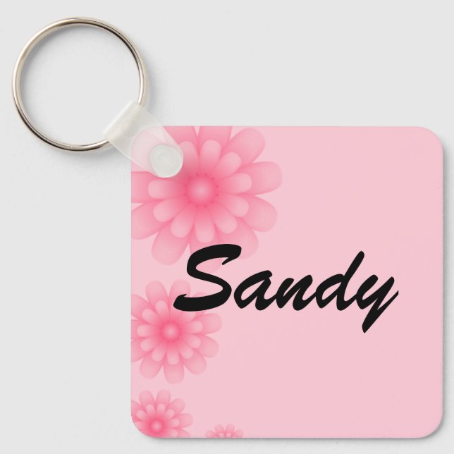 Llavero Keychain de nombres de flores rosadas - Sandy (Anverso)