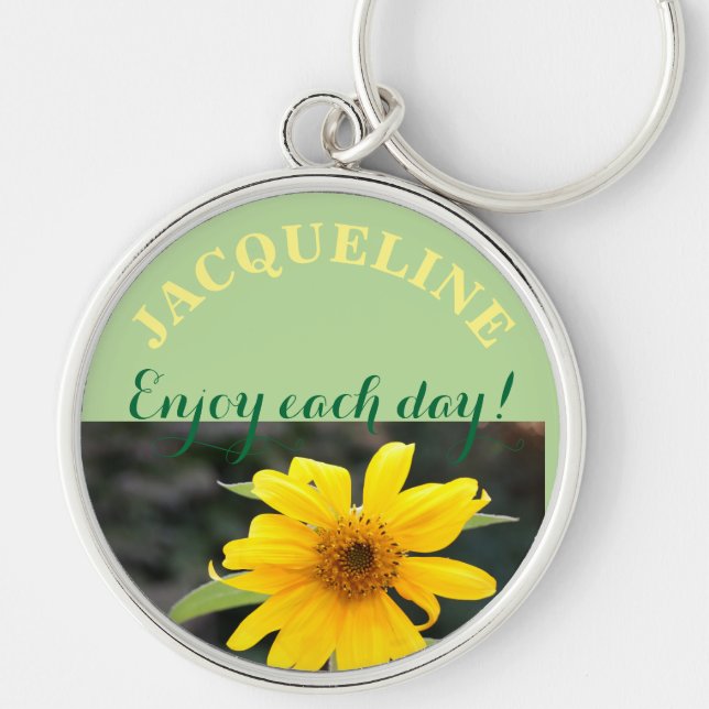 Llavero Keychain de nombres personalizados de girasol (Frente)