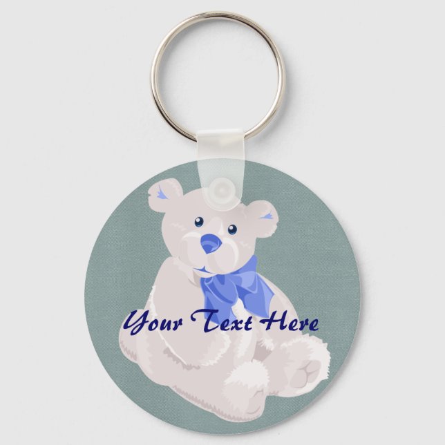Llavero Keychain de oso azul y blanco (Anverso)