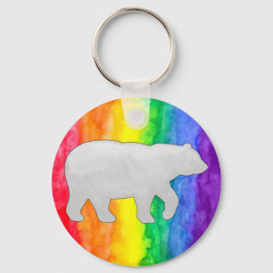 Llavero Keychain de oso polar blanco gris
