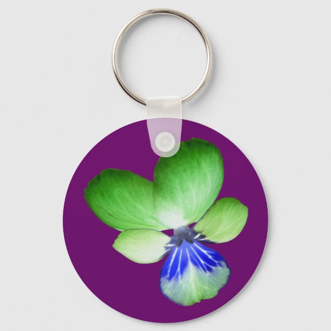 Llavero Keychain de Pansy verde y azul (Anverso)