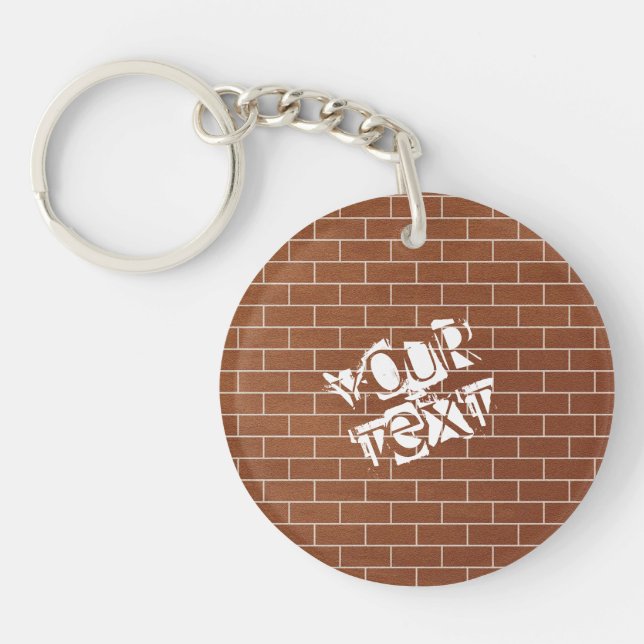Llavero Keychain de pared de ladrillo con texto Personaliz (Frente)
