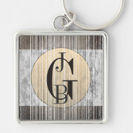 Llavero Keychain de patrón Gold, Gray Marble & Stripe