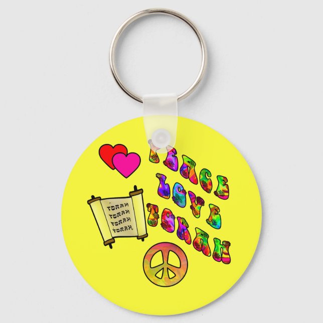 Llavero Keychain de Peace Love Torah (Anverso)