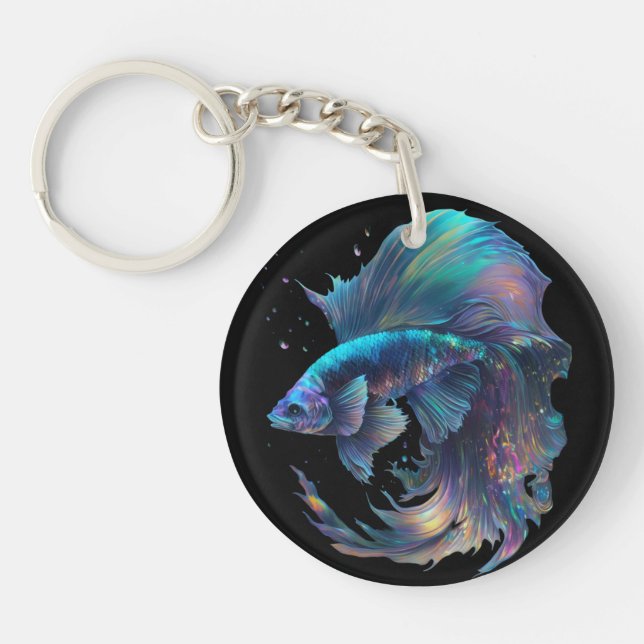 Llavero Keychain de peces beta holográfica (Frente)