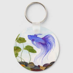 Llavero Keychain de peces Betta Azul